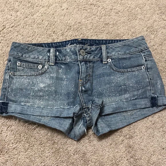 glitter jean shorts